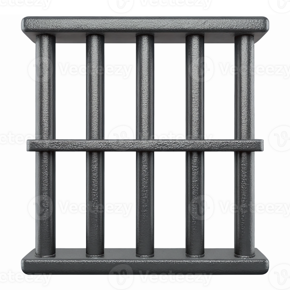 Realistic Black Metal Prison Bars on Transparent Background for Law Enforcement Graphics png