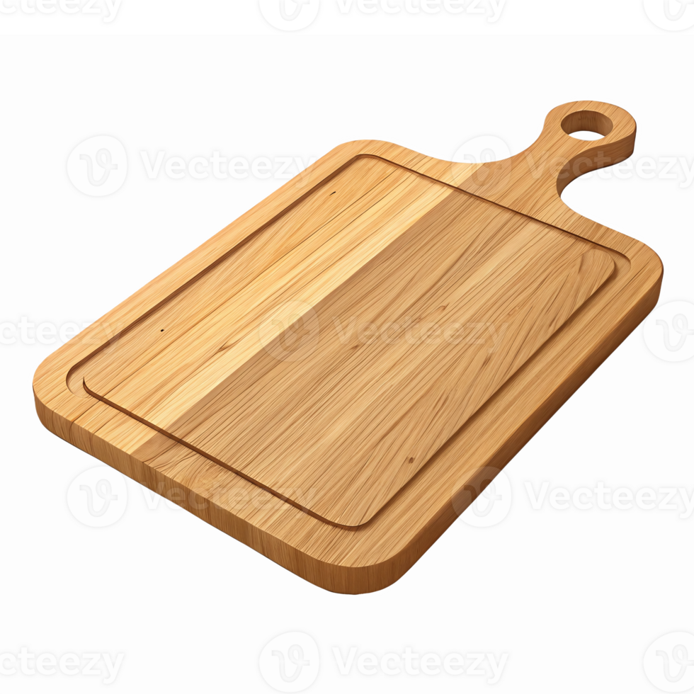 Natural Bamboo Cutting Board Kitchen Utensil with Handle and Juice Groove for Food Preparation png