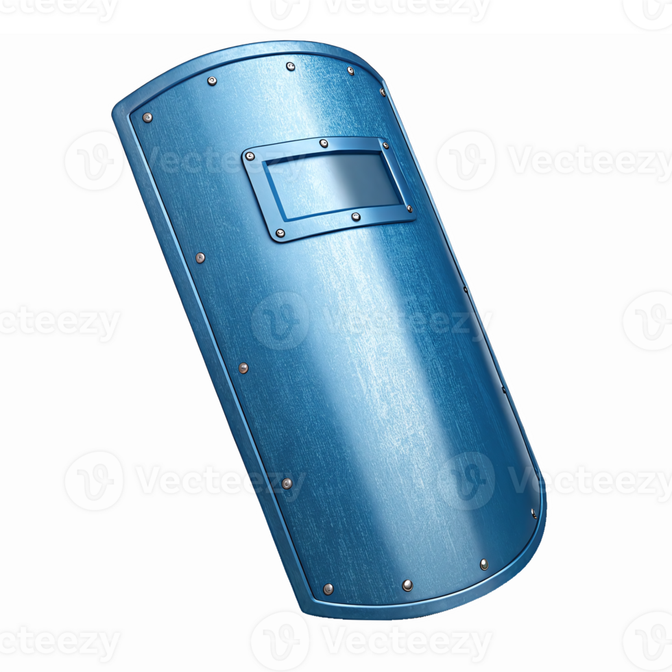 Blue Metallic Shield with Reflective Surface for Medieval or Fantasy Themes png