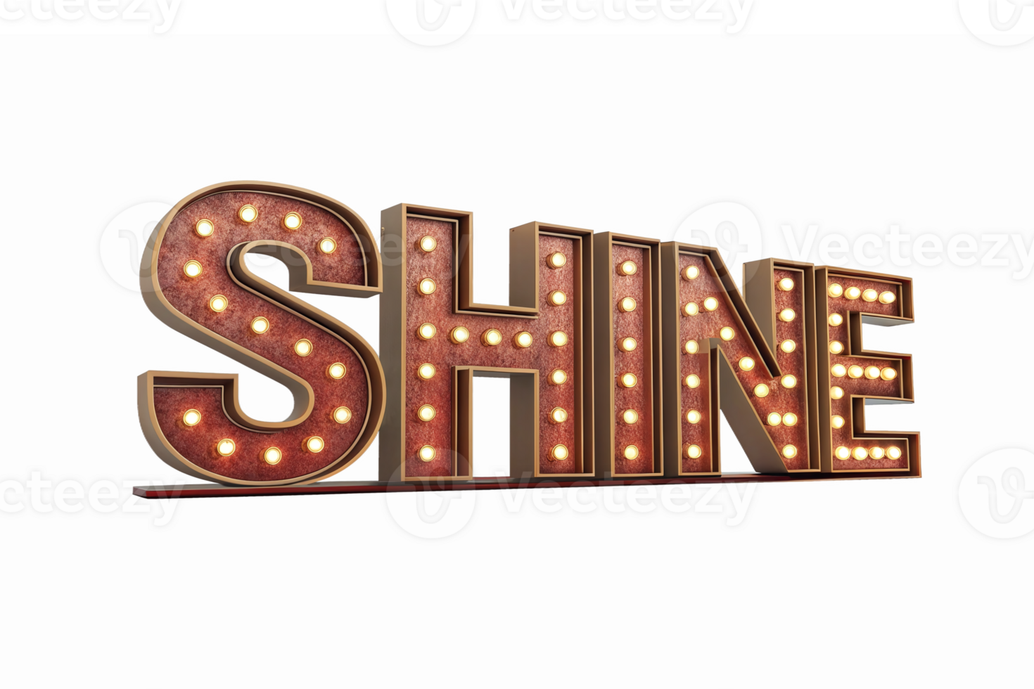 Shine Marquee Lettering with Bright Lights on Transparent Background png