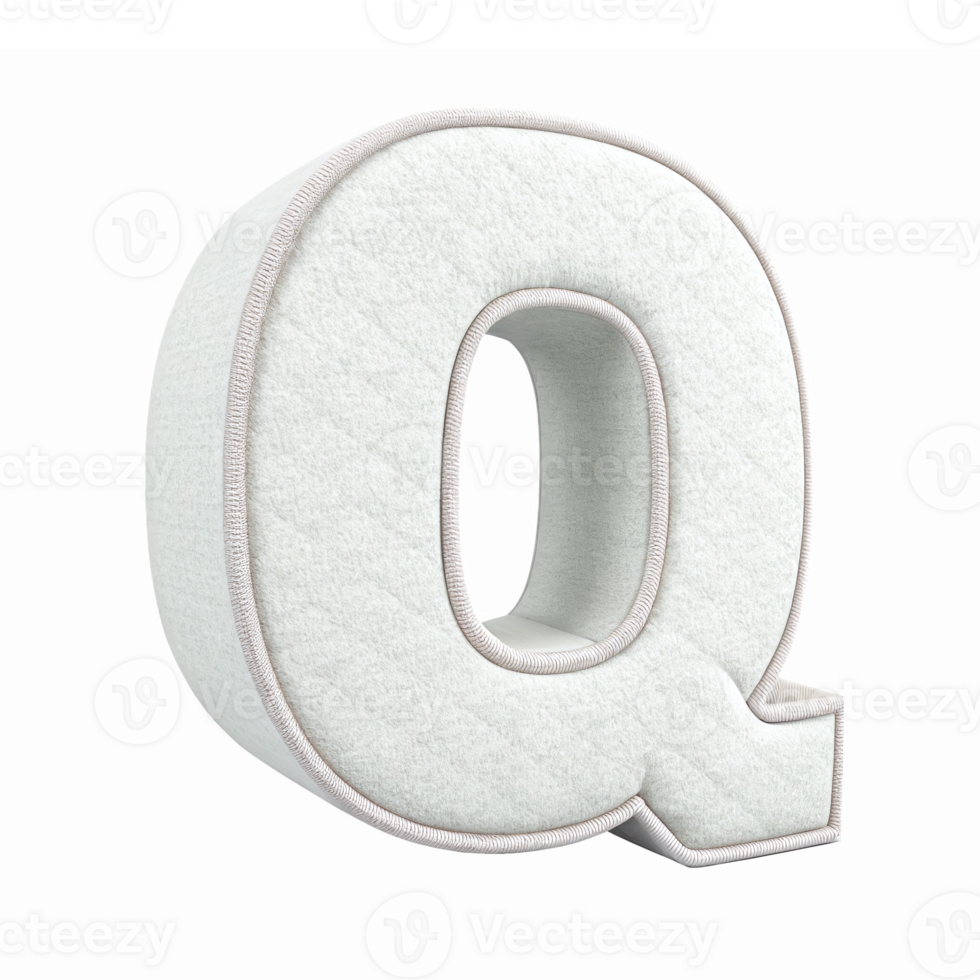 Stylish Plush Letter Q with Soft Texture for Creative Design and Educational Use png