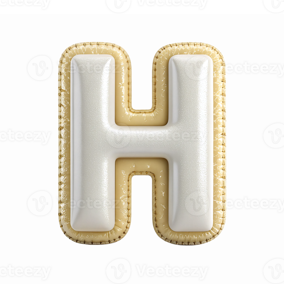 Realistic Three Dimensional Letter H Design with Glossy Finish and Edible Texture for Graphic Use png