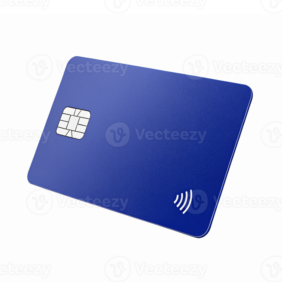 Modern Blue Payment Card with Contactless Technology on Transparent Background png