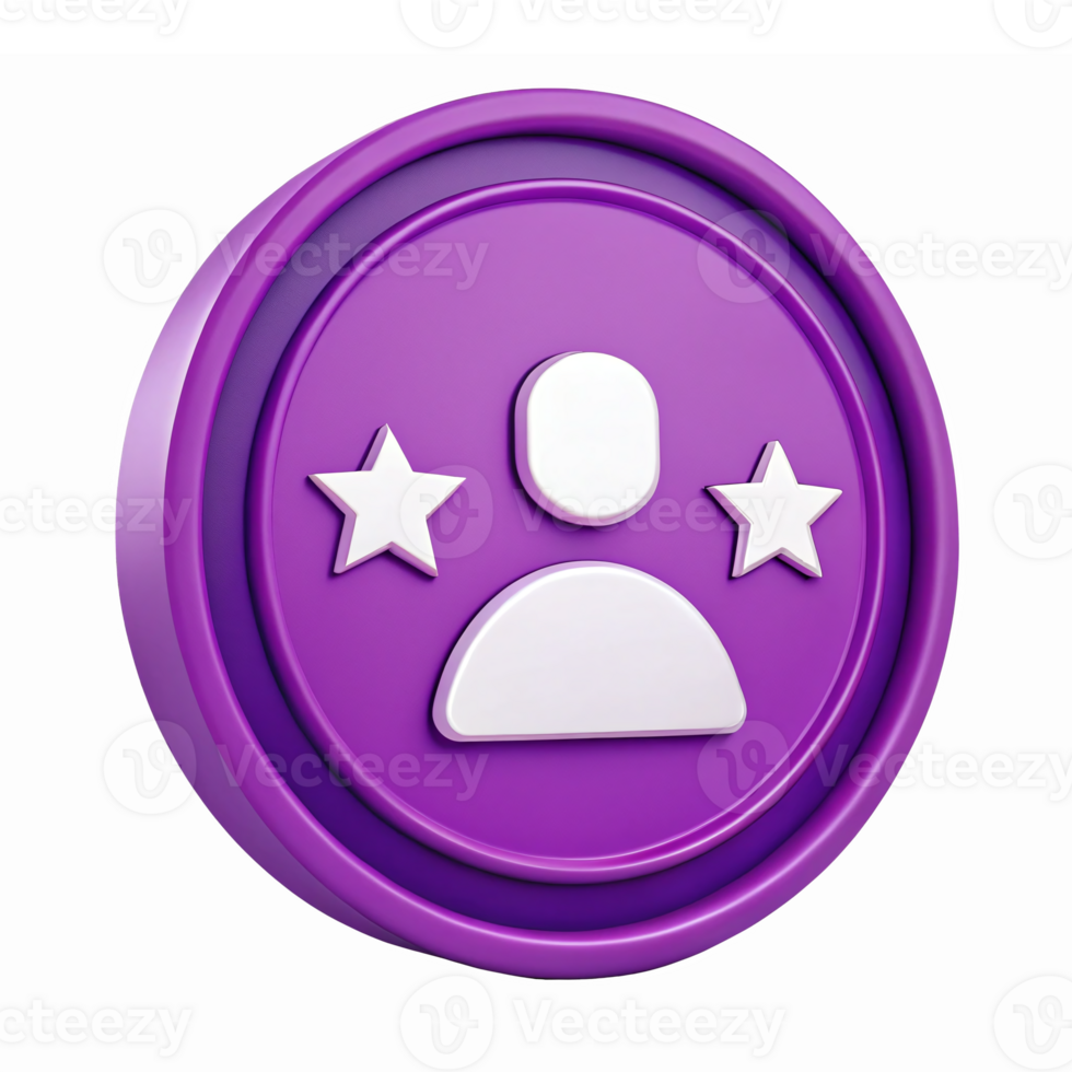 Purple User Badge with Stars for Recognition and Achievement in Digital Environments png