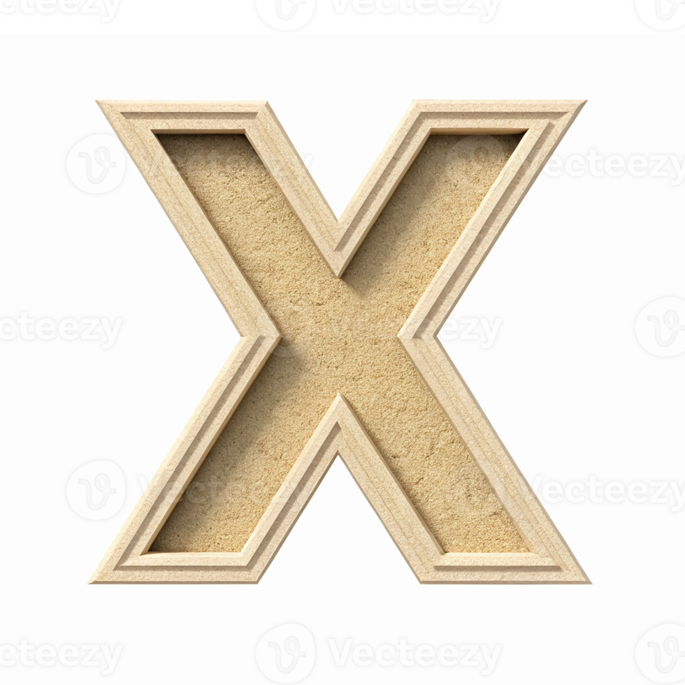 3D Wooden Letter X Design with Textured Finish for Creative Projects and Branding png
