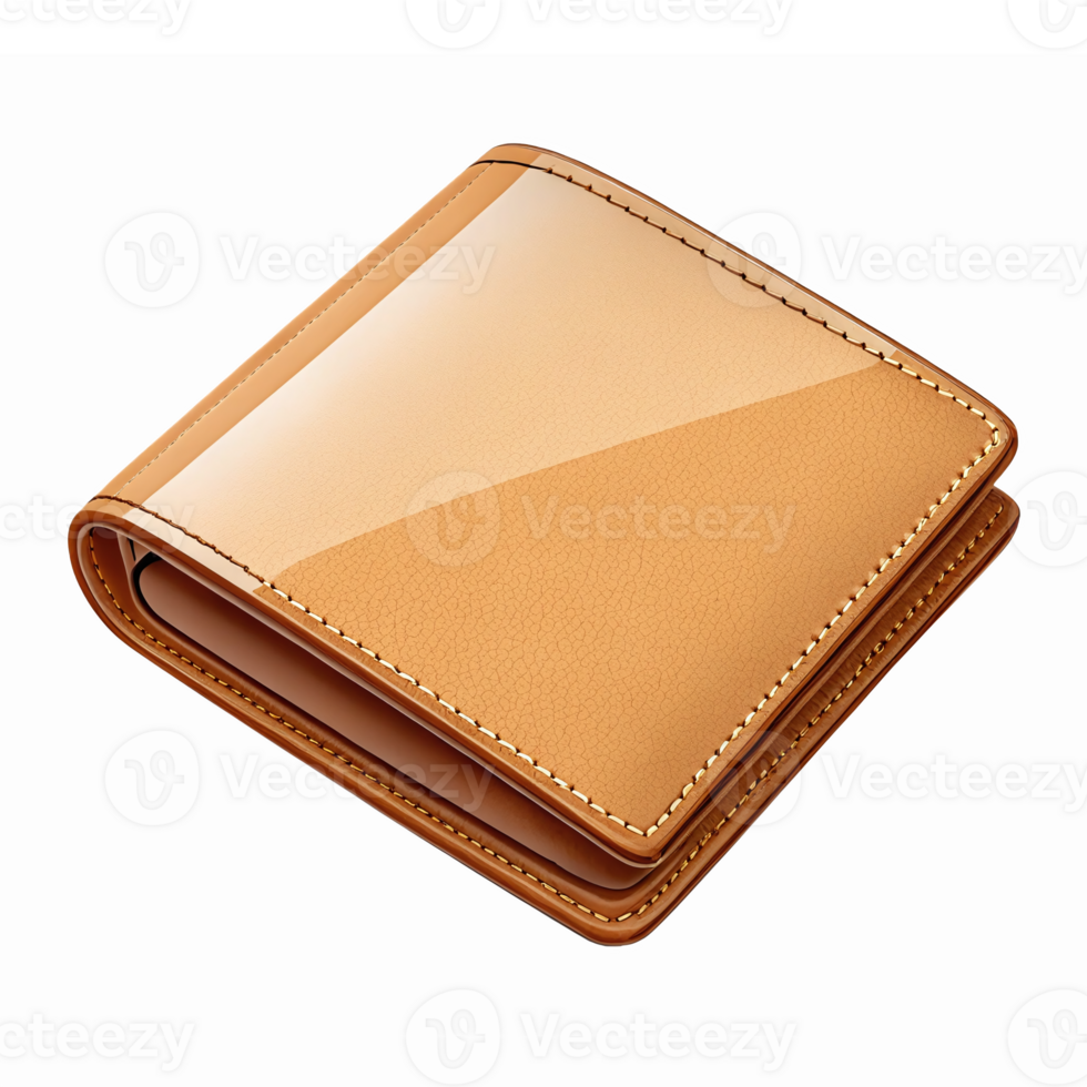 Stylish Brown Leather Wallet with Smooth Finish and Modern Design on Transparent Background png