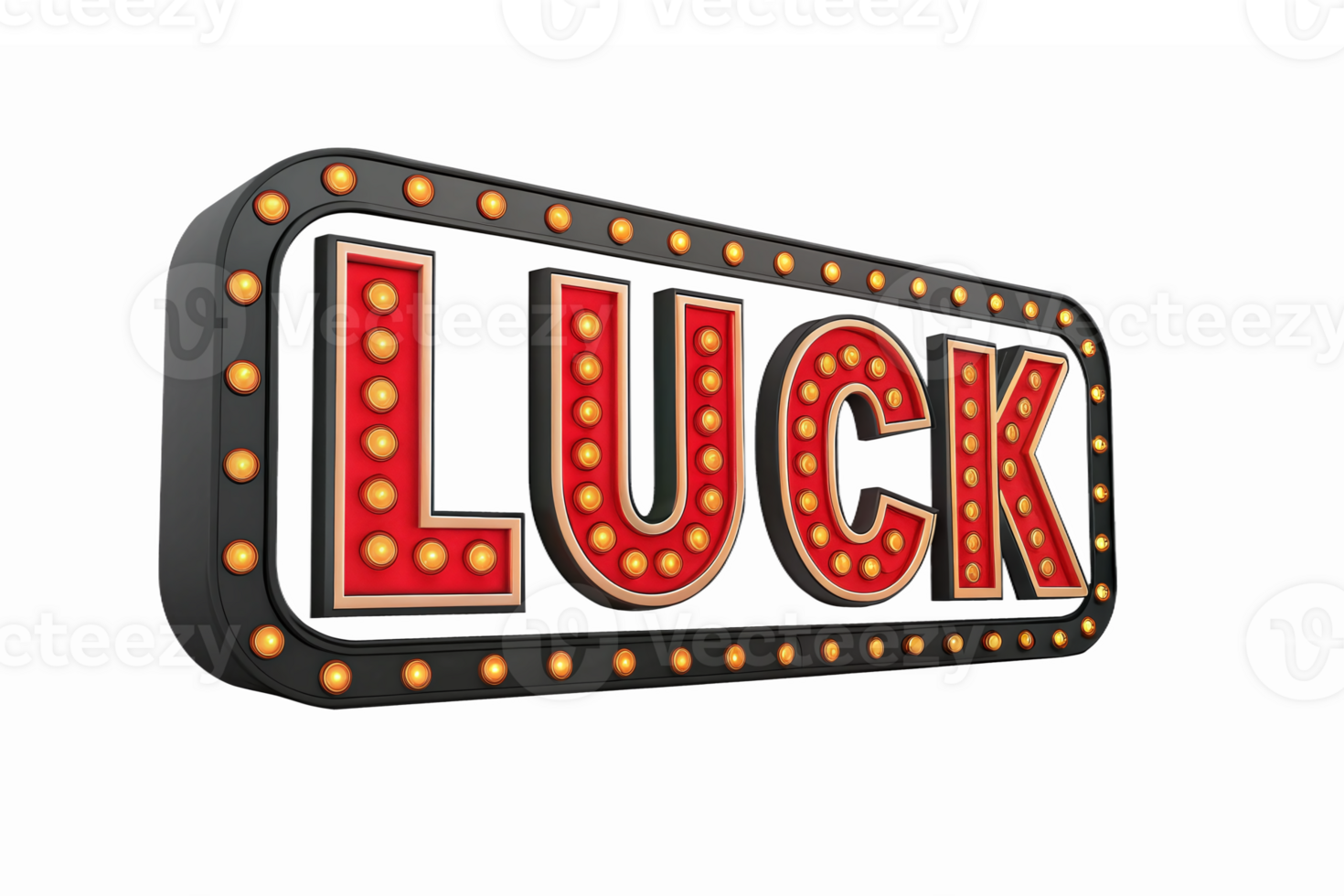 Bright Vintage Neon Sign with LUCK Illumination for Casino and Game Night Themes png