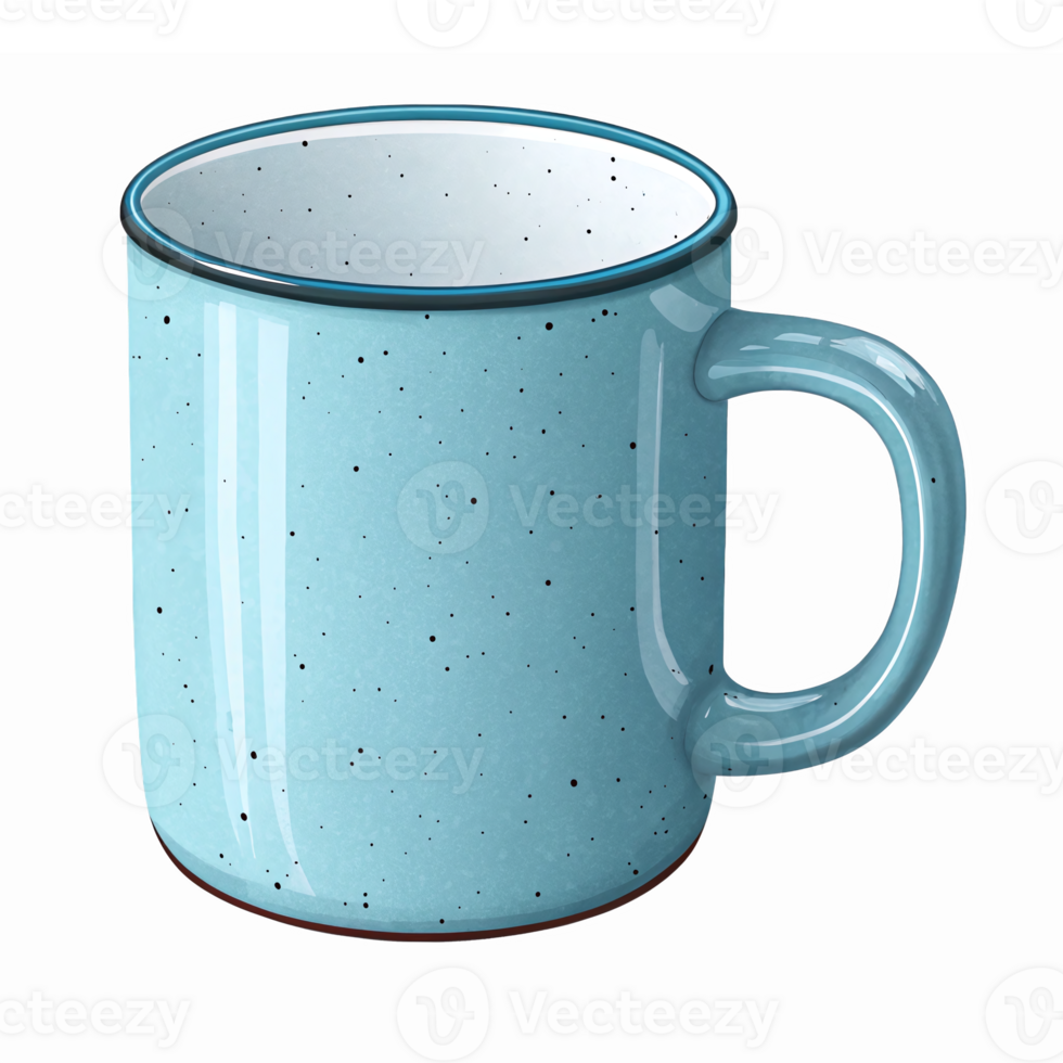 Blue Speckled Coffee Mug with Glossy Finish and Transparent Background for Design Projects png