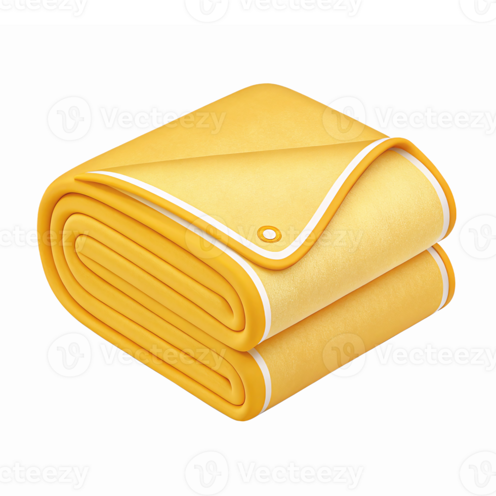Cozy Yellow Blanket Folded with Soft Texture Ideal for Home Decor and Cozy Settings png