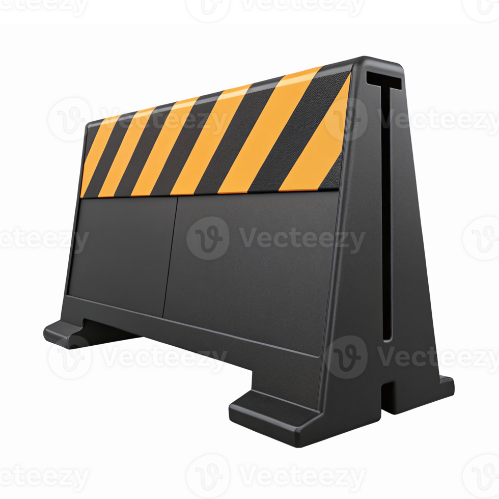 Traffic Safety Barricade with Black and Orange Warning Stripes on Transparent Background png