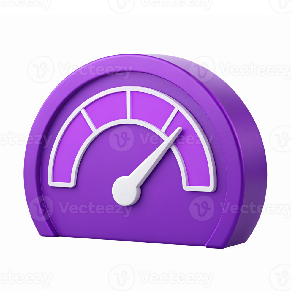 Purple Speedometer Gauge with Transparent Background for Performance Measurement png