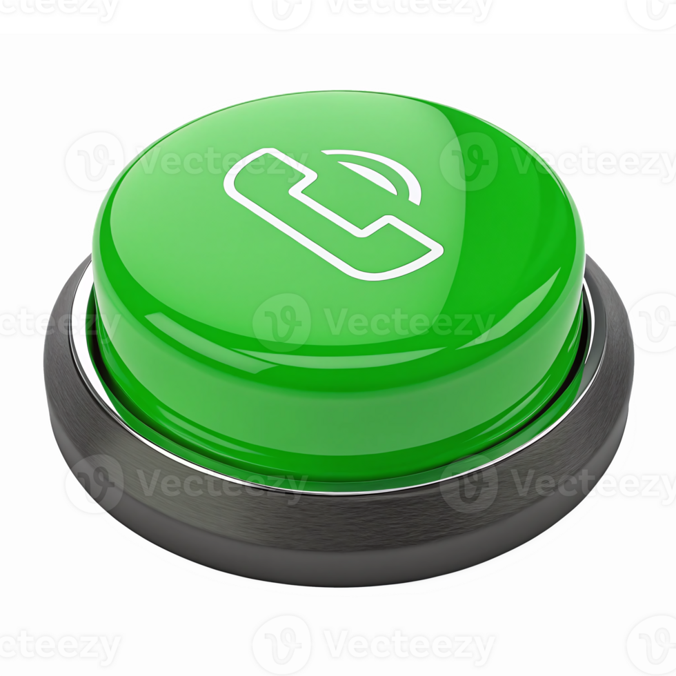 Bright Green Call Button with Transparent Background for Web Applications and Services png
