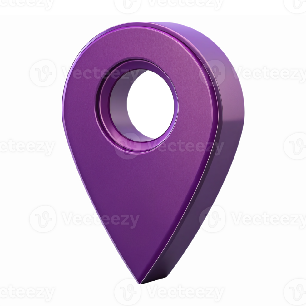 Glossy Purple Location Pin with Hollow Center for Mapping and Navigation Applications png