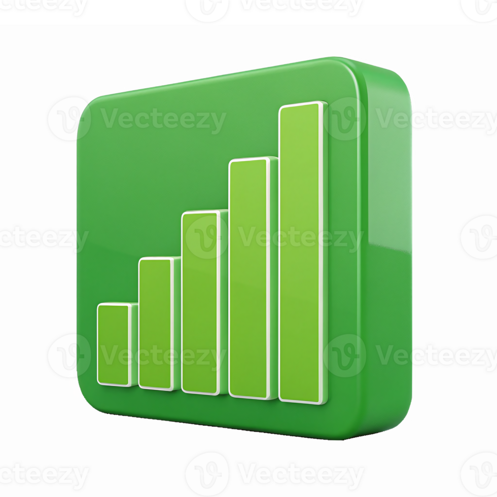 Green Bar Graph Representing Business Growth Success and Analytics on Transparent Background png