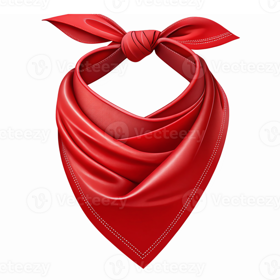Elegant Red Bandana with Smooth Texture and Knotted Design on Transparent Background png
