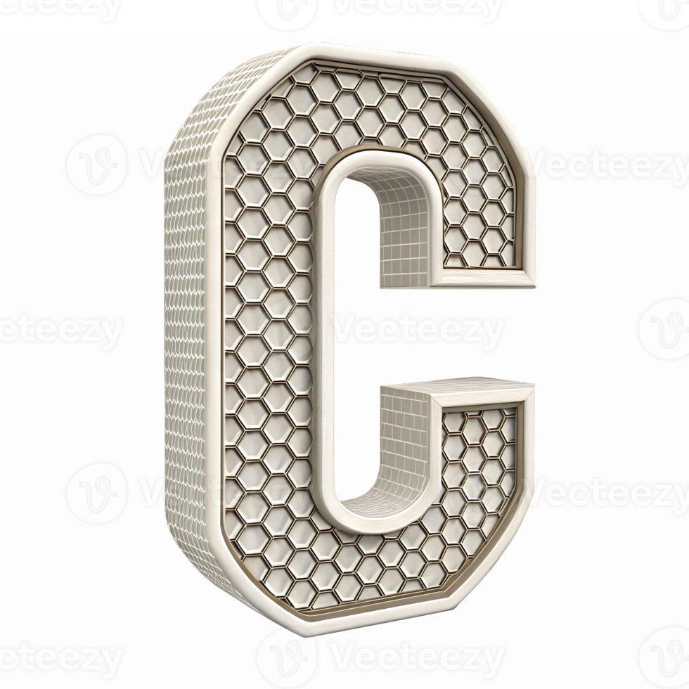 3D Honeycomb Style Letter C with Transparent Background for Modern Typography and Design png