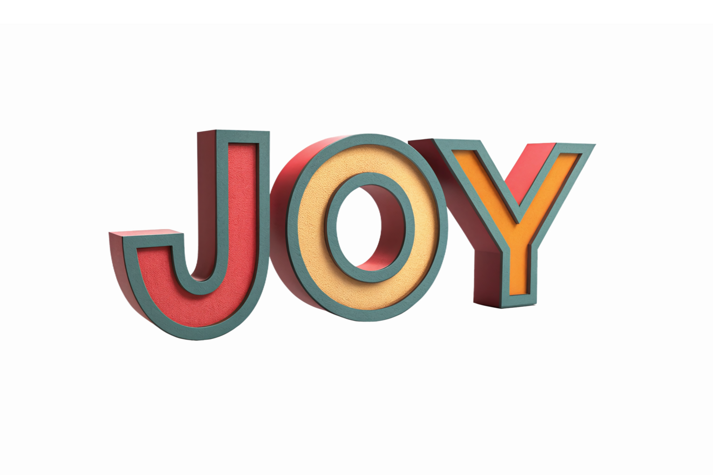 Joy 3D Text Representation with Vibrant Colors on Transparent Background for Celebratory Designs png