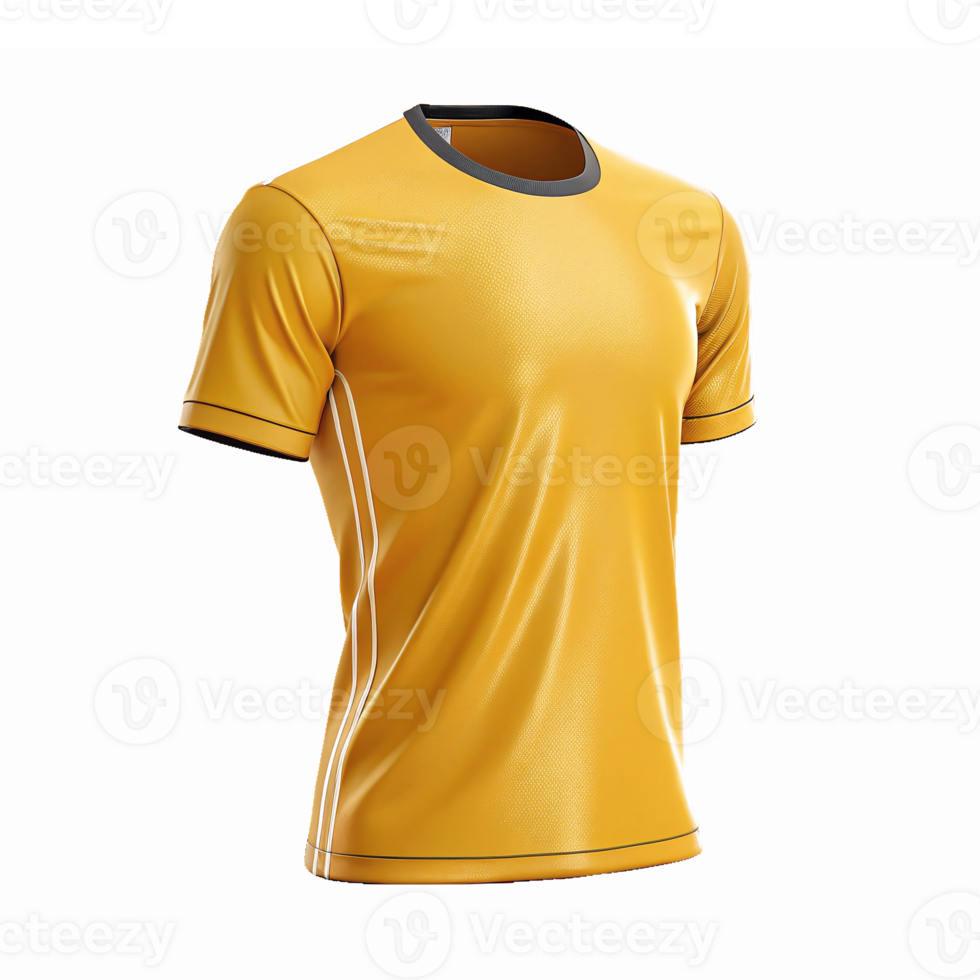 Yellow Athletic T-Shirt with Realistic Texture and Transparent Background for Sports Apparel Design png