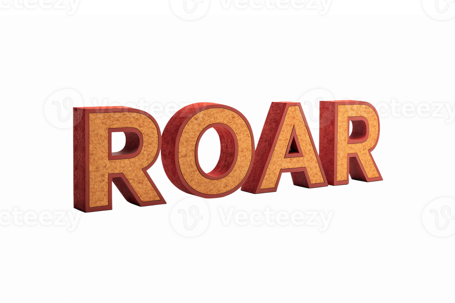 Bold Three Dimensional Word Art Roar Design with Textured Letters on Transparent Background png