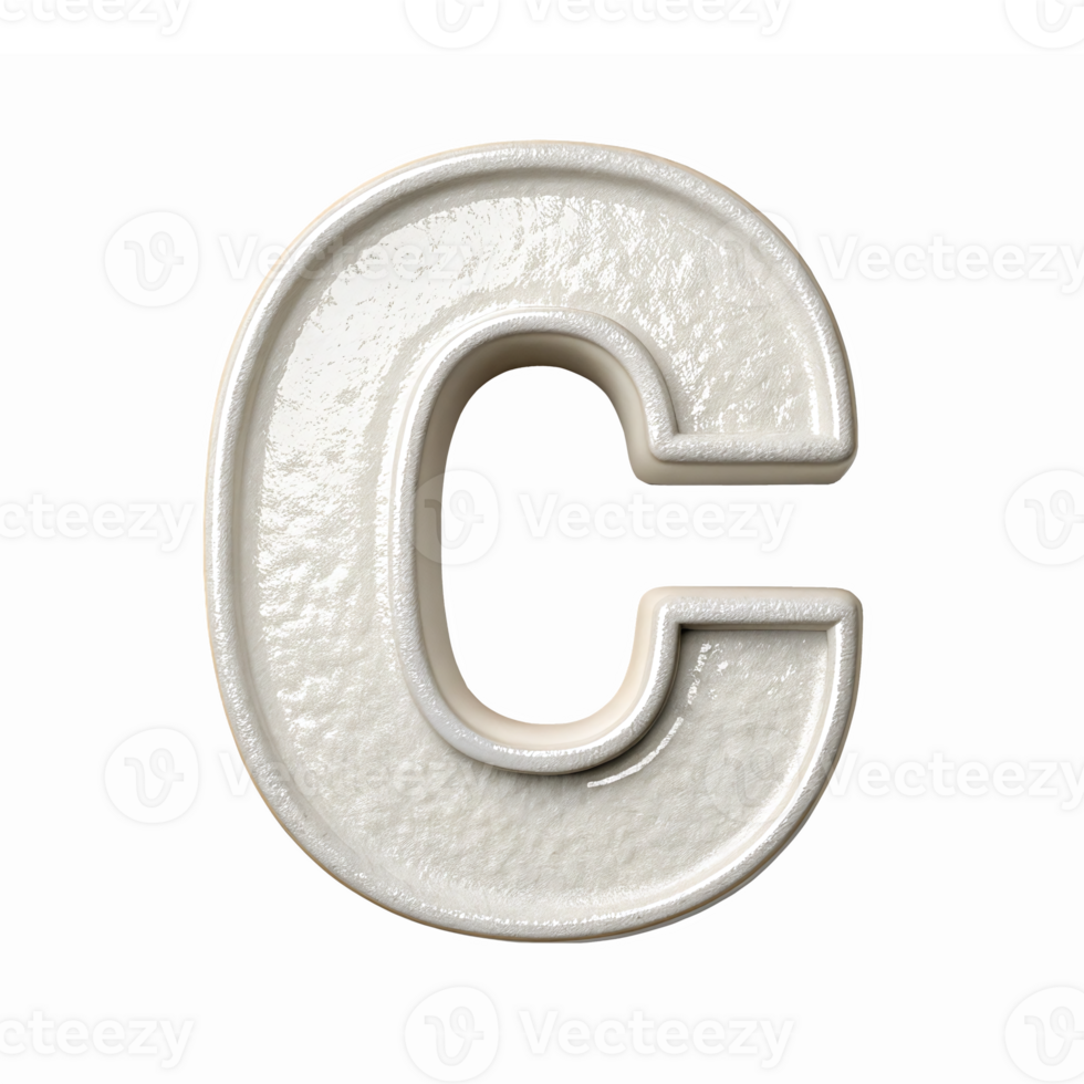 Stylish Textured Letter C in Three Dimensional Design with Elegant Shadows and Lighting png