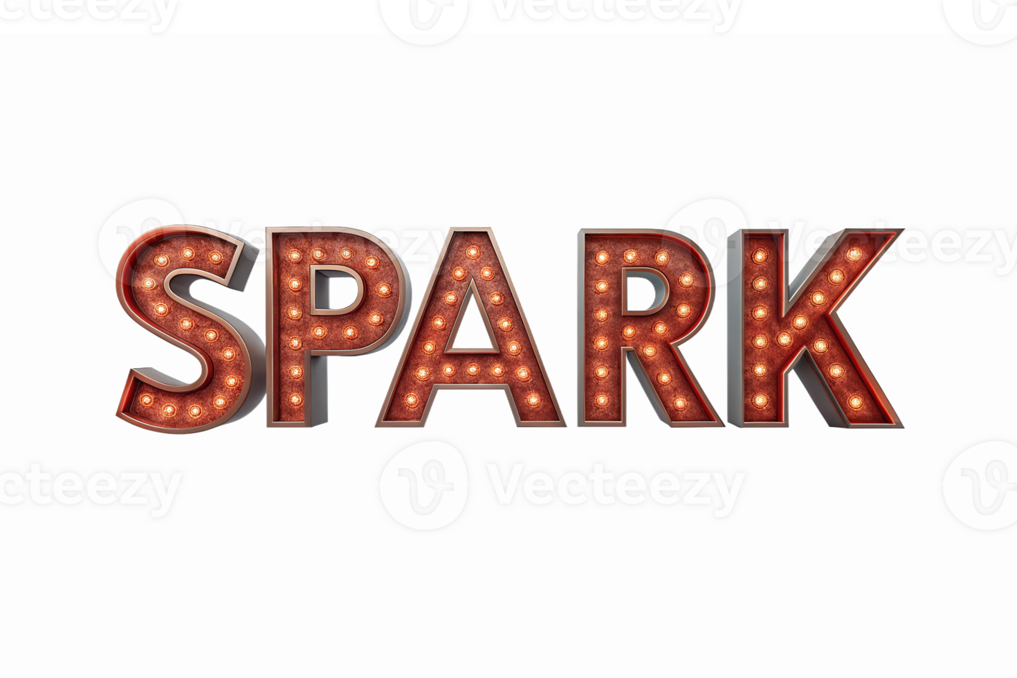 Illuminated Spark Sign with Retro Bulbs on Transparent Background for Events and Celebrations png