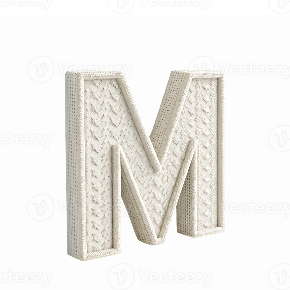 Elegant Textured Letter M Design with Intricate Patterns Ideal for Personalization and Branding png