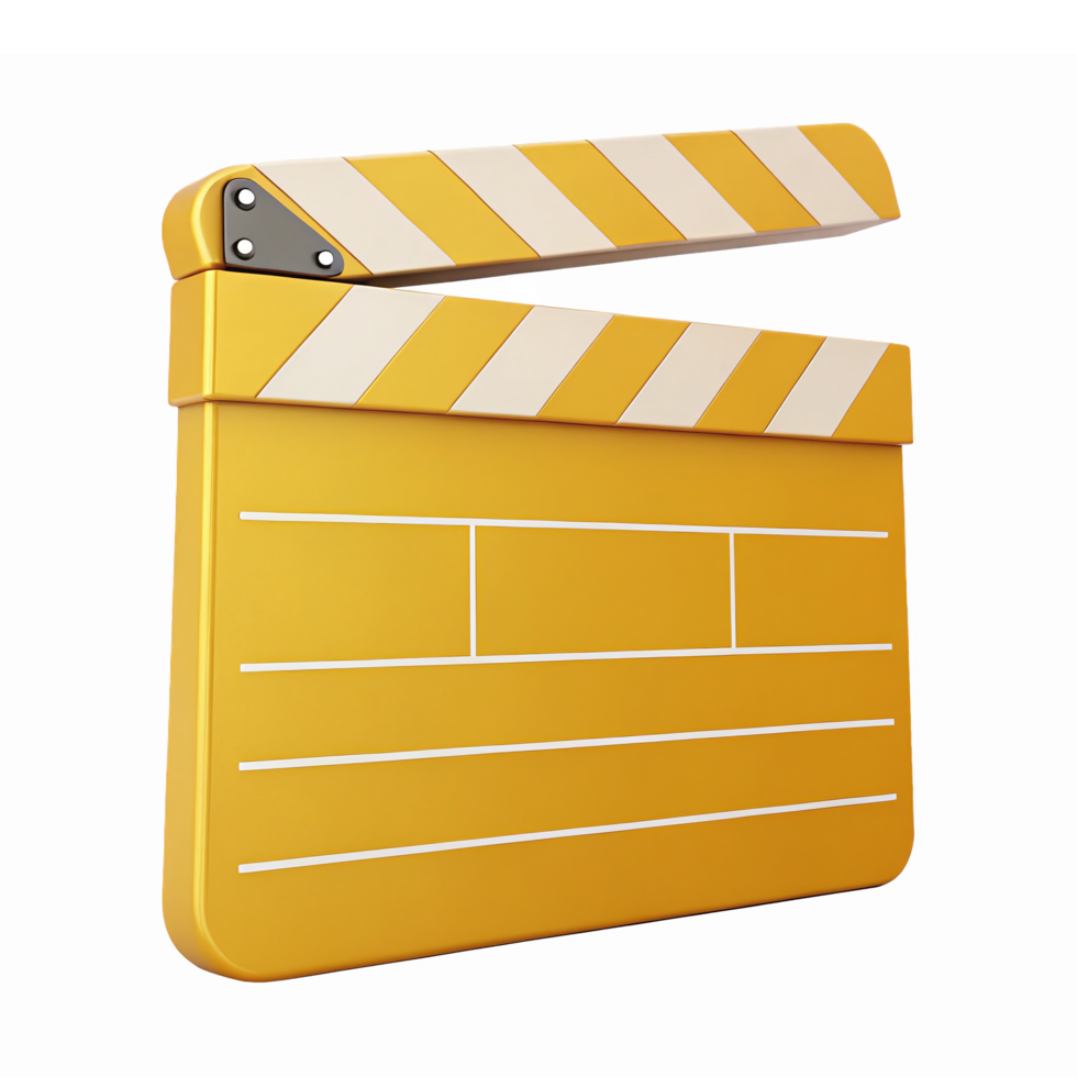 Yellow Movie Clapper Board with White Stripes for Film Production and Cinematic Projects png
