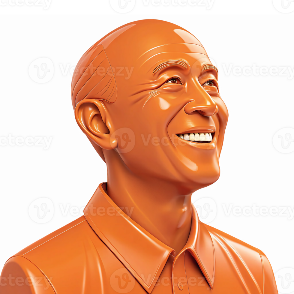 Smiling Orange Figurine of a Happy Male Character with a Glossy Finish on a Transparent Background png