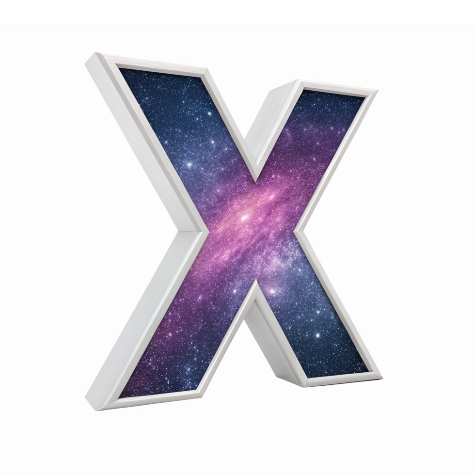 3D letter X with cosmic galaxy background colorful vibrant space effect transparent png
