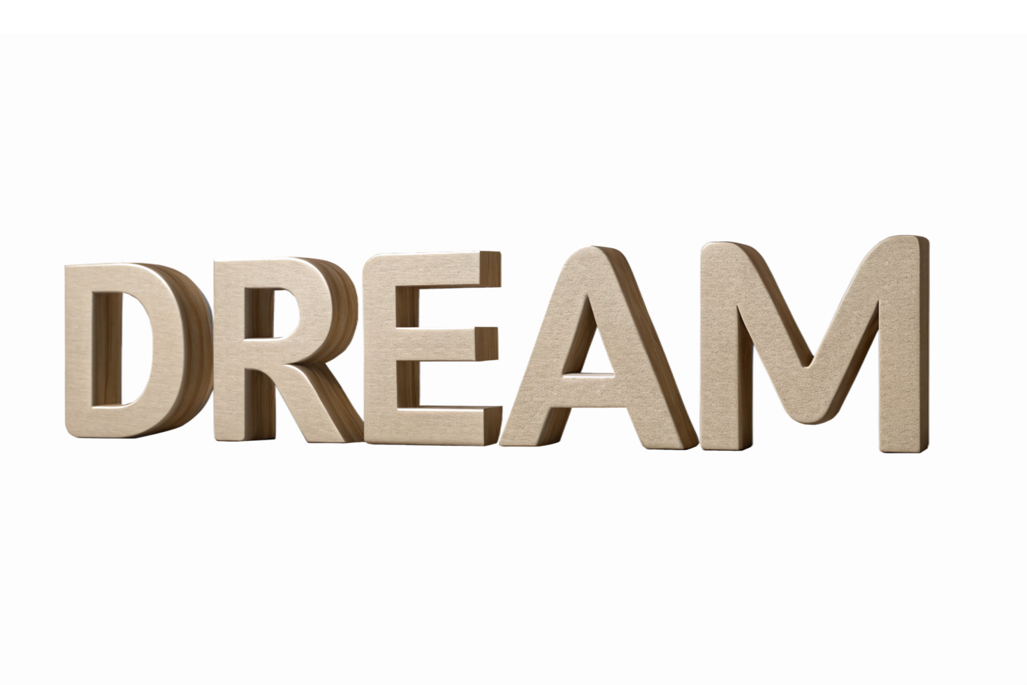 3D Wooden Text Dream in Light Brown Color with Transparent Background for Inspirational Design png
