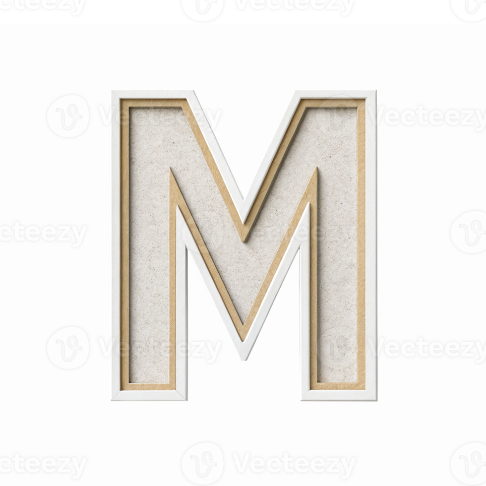 Three Dimensional Letter M with Textured Finish and Shadow Effect for Modern Design Applications png