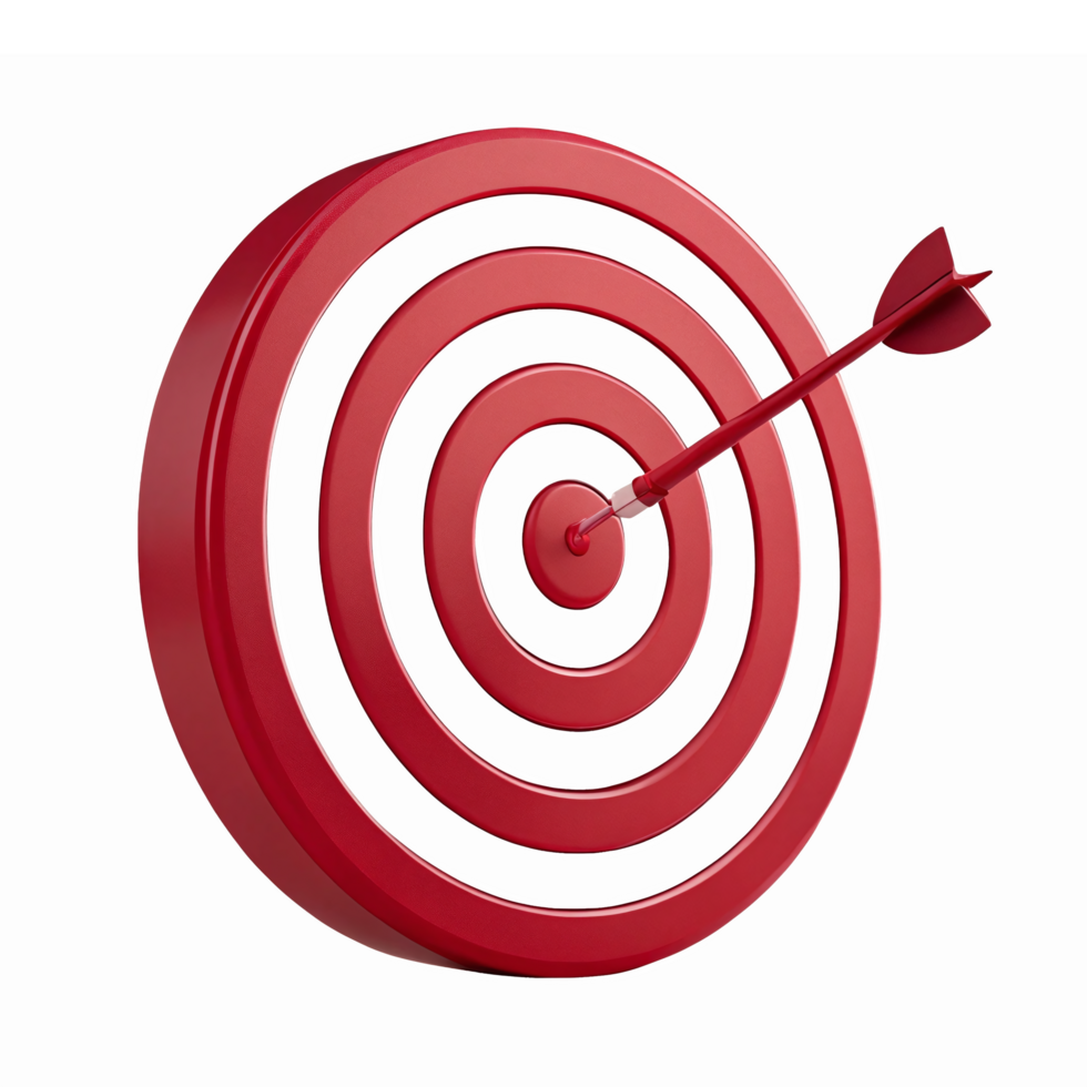 Red Target with Arrow Hitting Bullseye Symbolizing Success and Achievement png