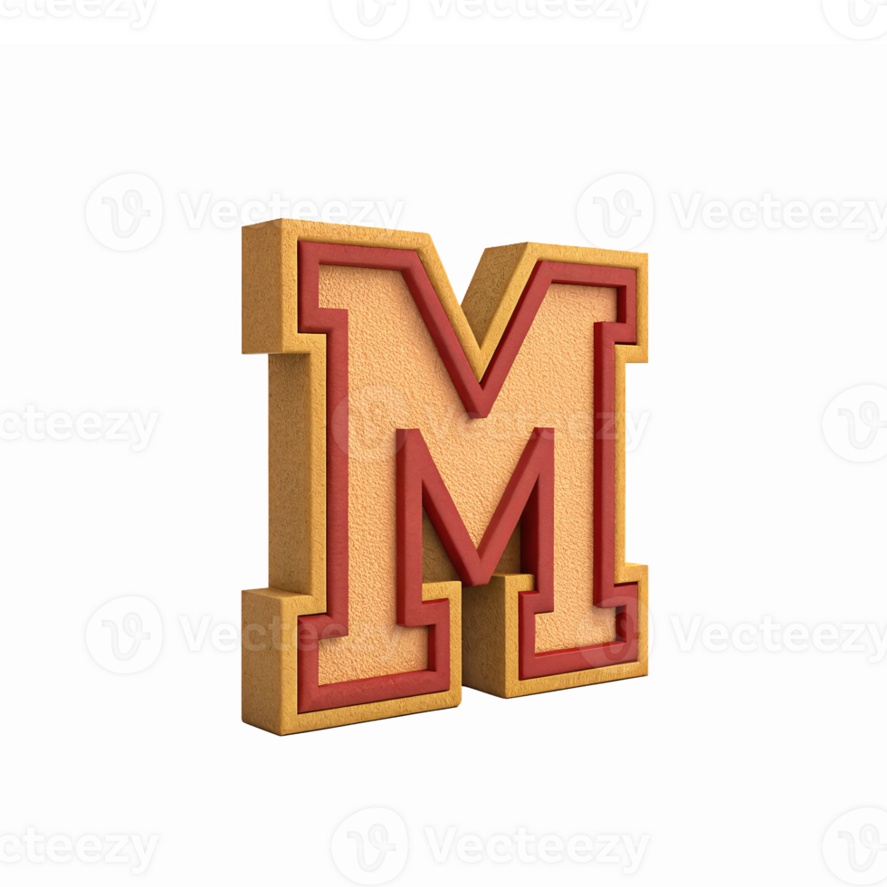 Bold 3D Letter M Design with Textured Gradient in Bright Colors on Transparent Background png