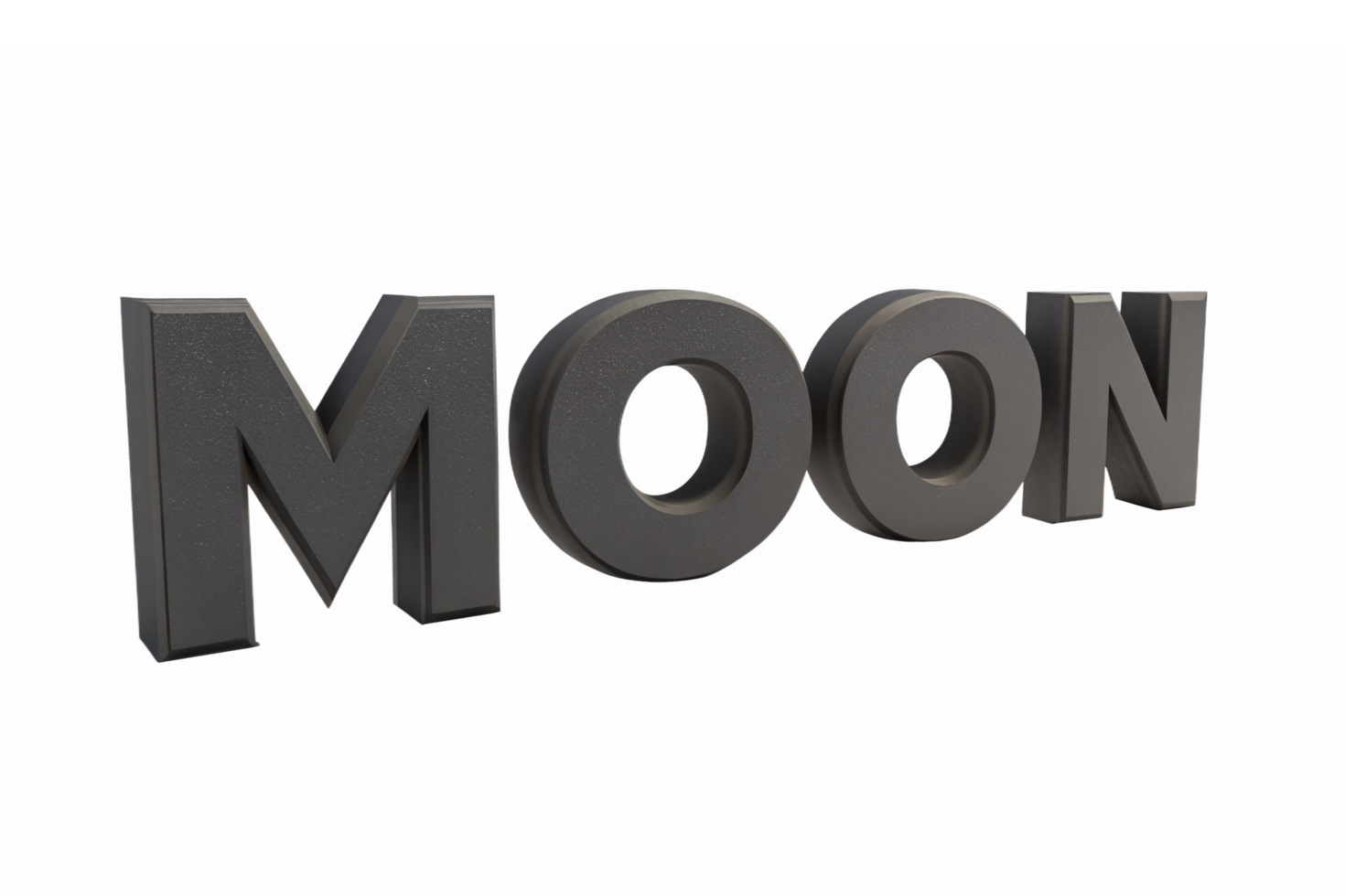 3D Black Moon Text Effect for Cosmic Theme Designs and Astronomy Illustrations png