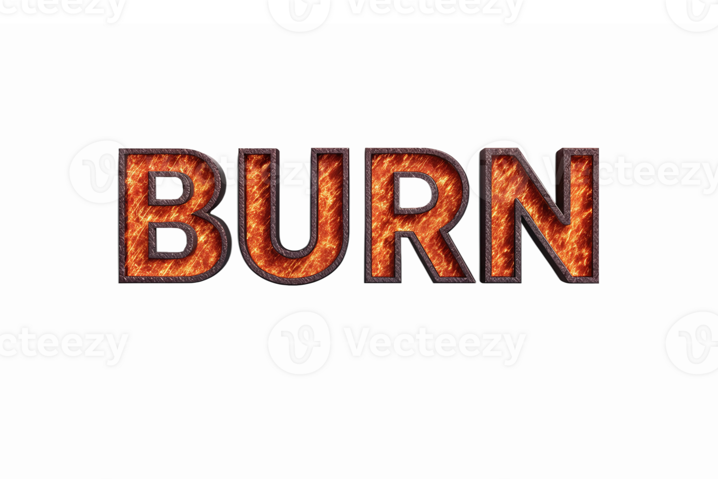 Burn Text Effect with Fiery Texture on Transparent Background for Dynamic Graphics png