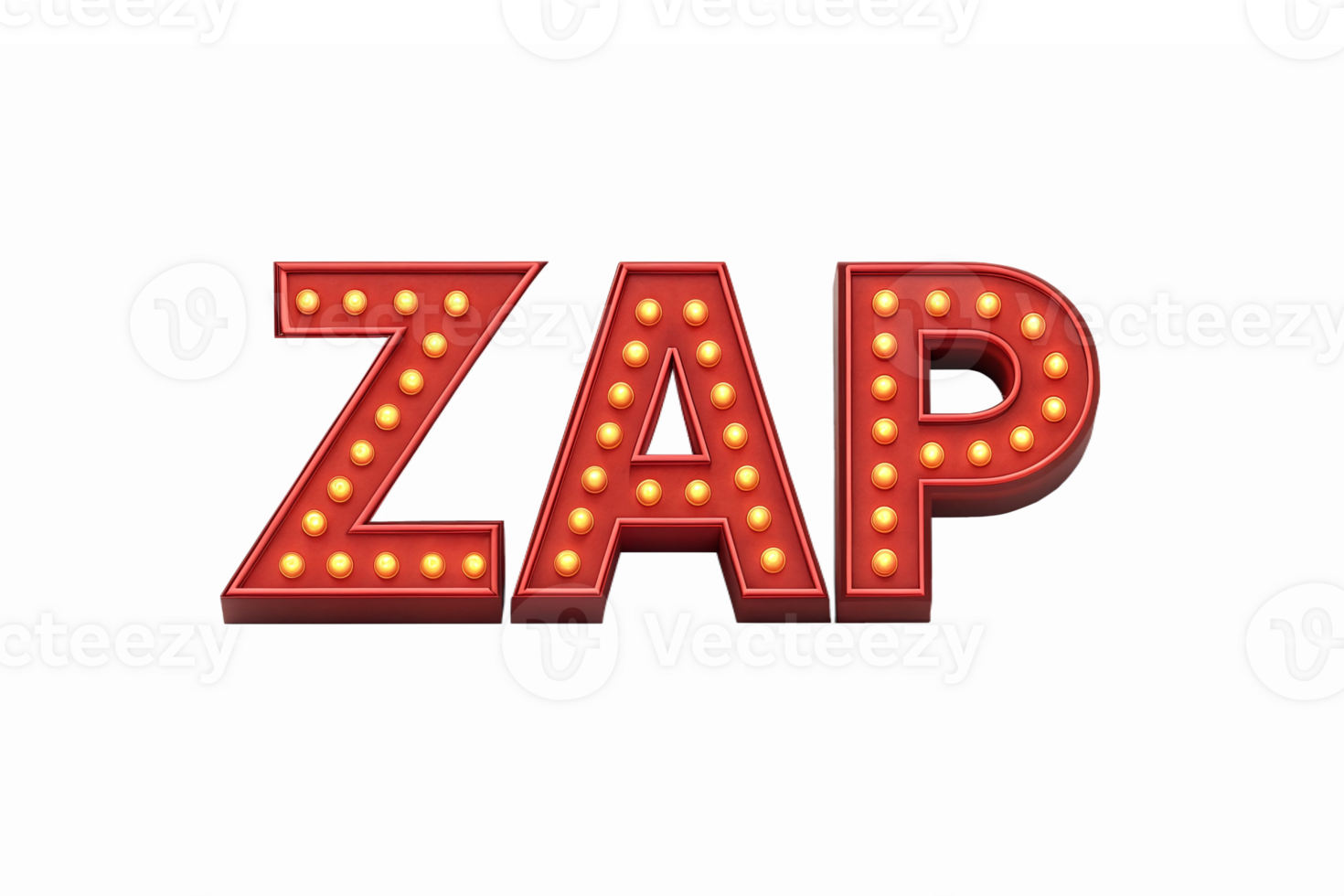 Bright Red Zap Sign with Bulbs on Transparent Background for Dynamic Designs and Branding png