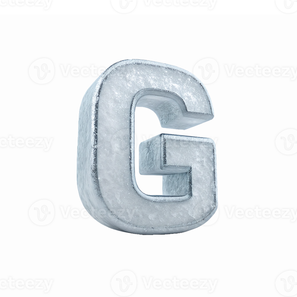 3D Frosted Ice Letter G with Crystal Texture for Unique Design and Branding Applications png