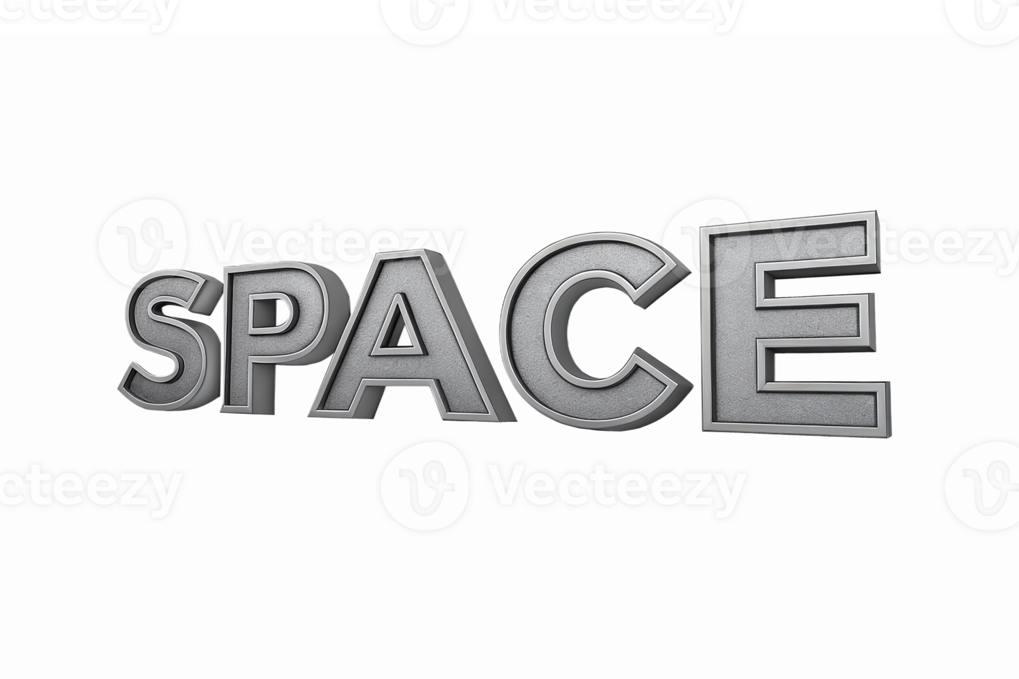 3D Metallic Space Text Illustration with Transparent Background for Design and Creative Applications png