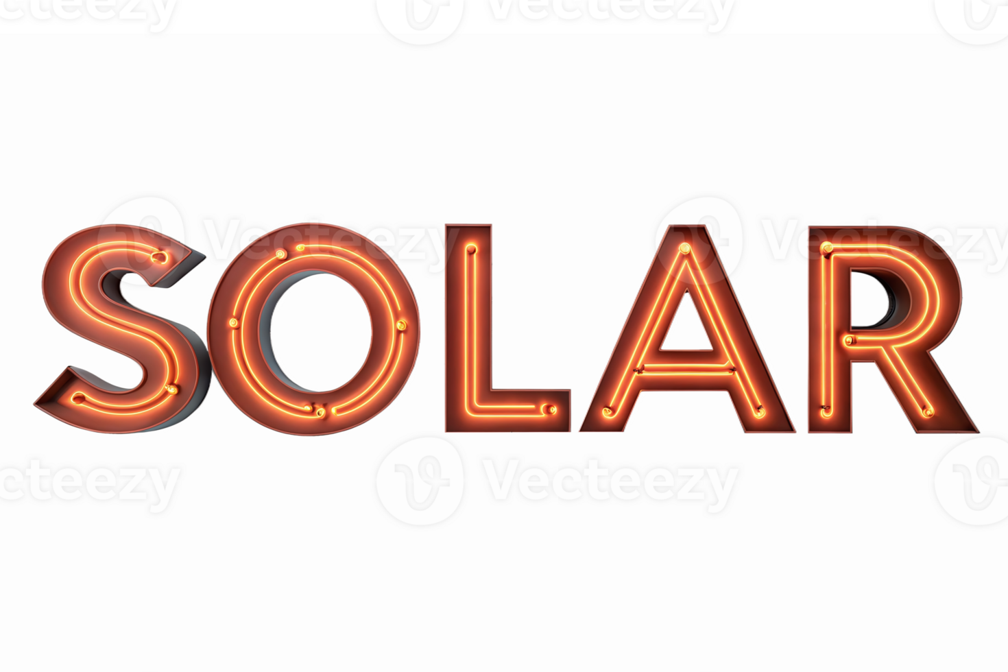 Solar Energy Text Effect with Glowing Lights on Transparent Background png