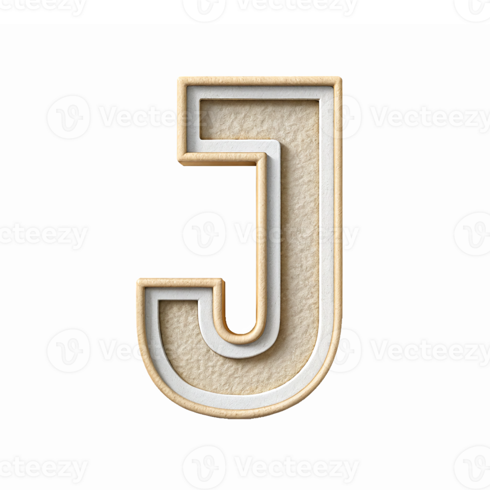 Stylized 3D Letter J Design with Textured Layering for Creative Branding and Graphic Use png