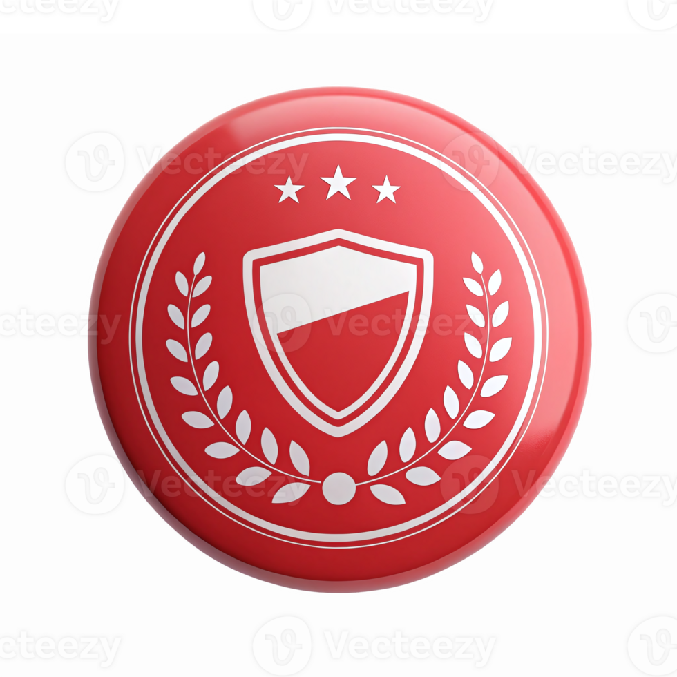 Red Shield Badge with Stars and Laurel Wreath on Transparent Background png