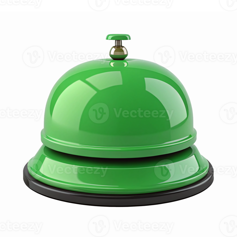 Shiny Green Service Bell for Customer Support and Hospitality Concepts with Transparent Background png
