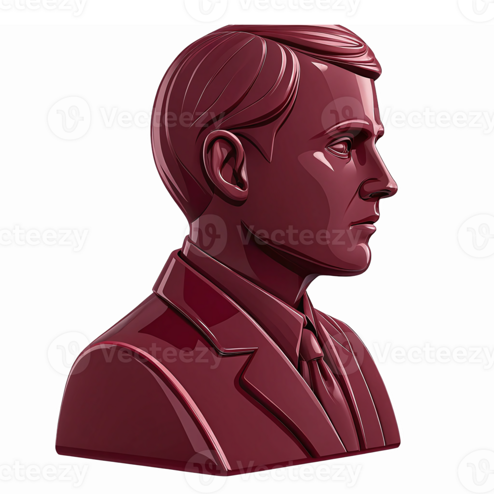 Elegant Brown Male Bust Sculpture with Classic Suit Design and Detailing png