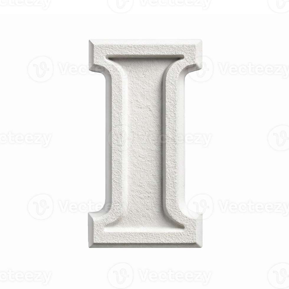 Three Dimensional Letter I Craft Decorative Element with Textured Surface and Transparent Background png