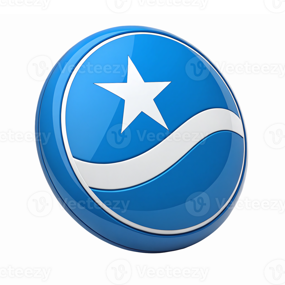 Blue Sphere Featuring Star and Wave Design with Transparent Background for Modern Branding png