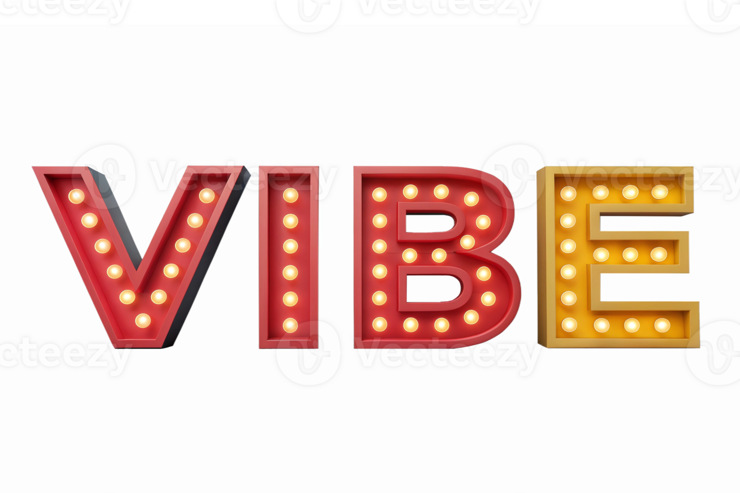 Vibrant Retro Lighted Vibe Sign with Bulbs for Event Decor or Advertising png