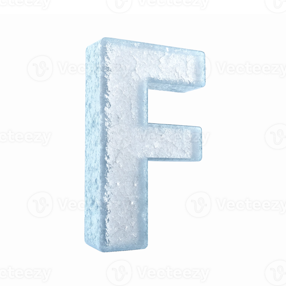 Ice Letter F Three Dimensional Frosted Font for Creative Projects Transparent Background png
