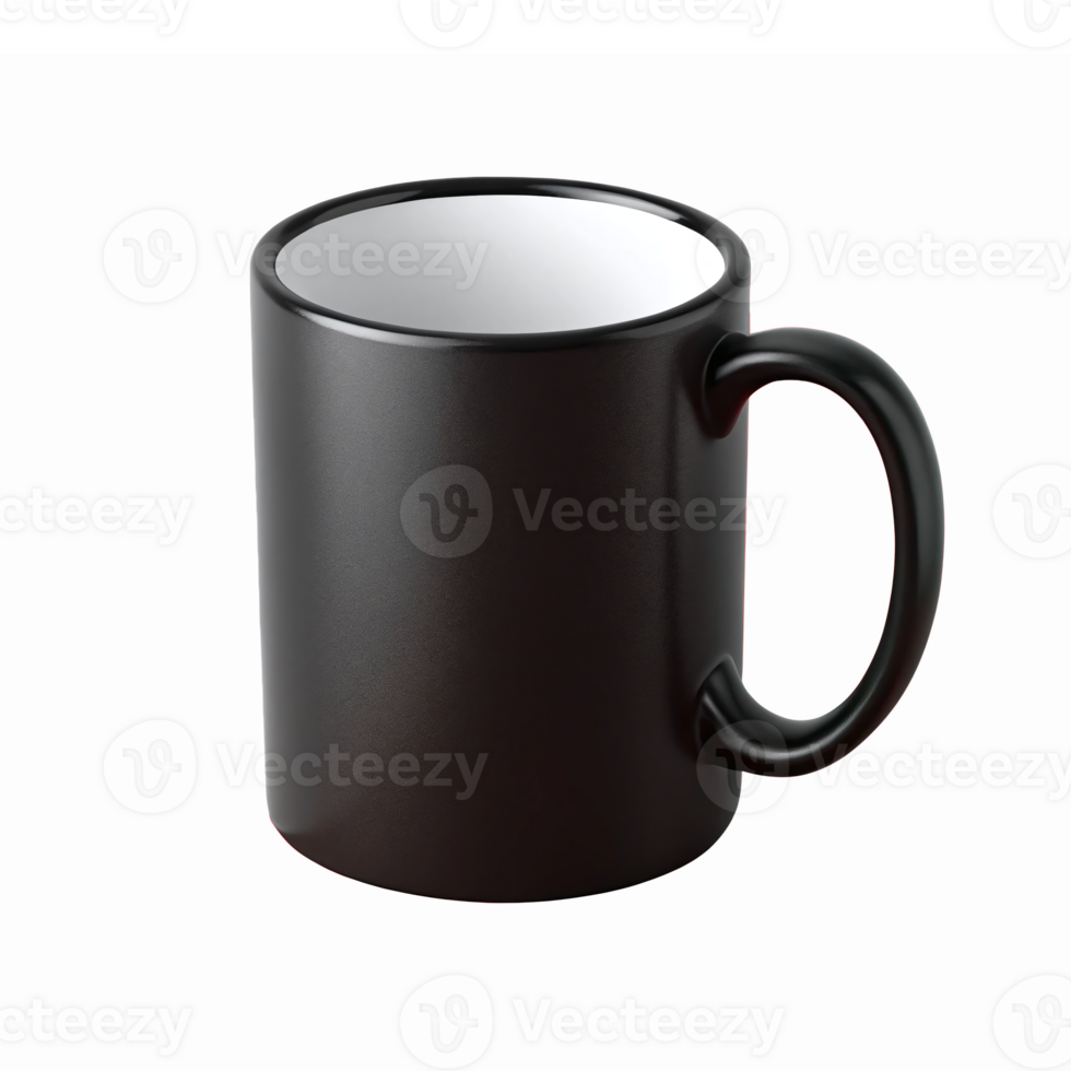 Black Ceramic Coffee Mug with Glossy Interior and Transparent Background for Versatile Use png
