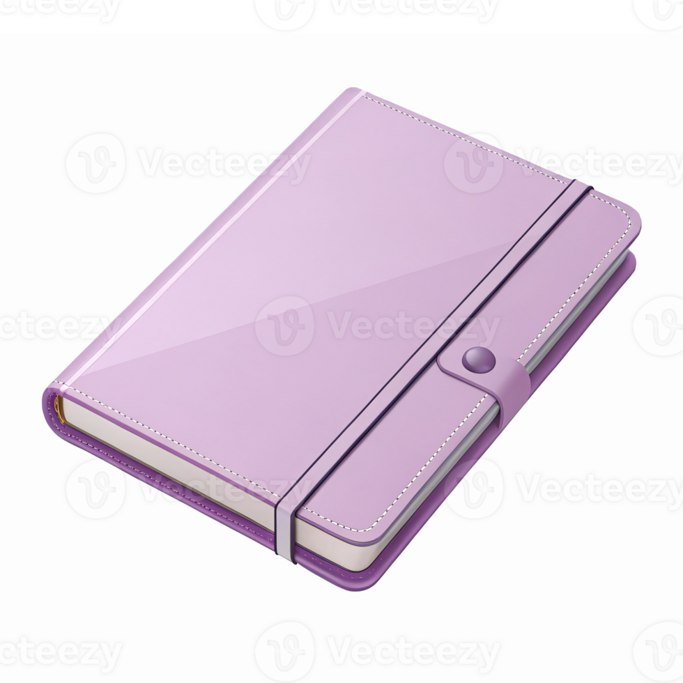 Stylish Purple Notebook with Cover for Writing and Organizing on a Transparent Background png