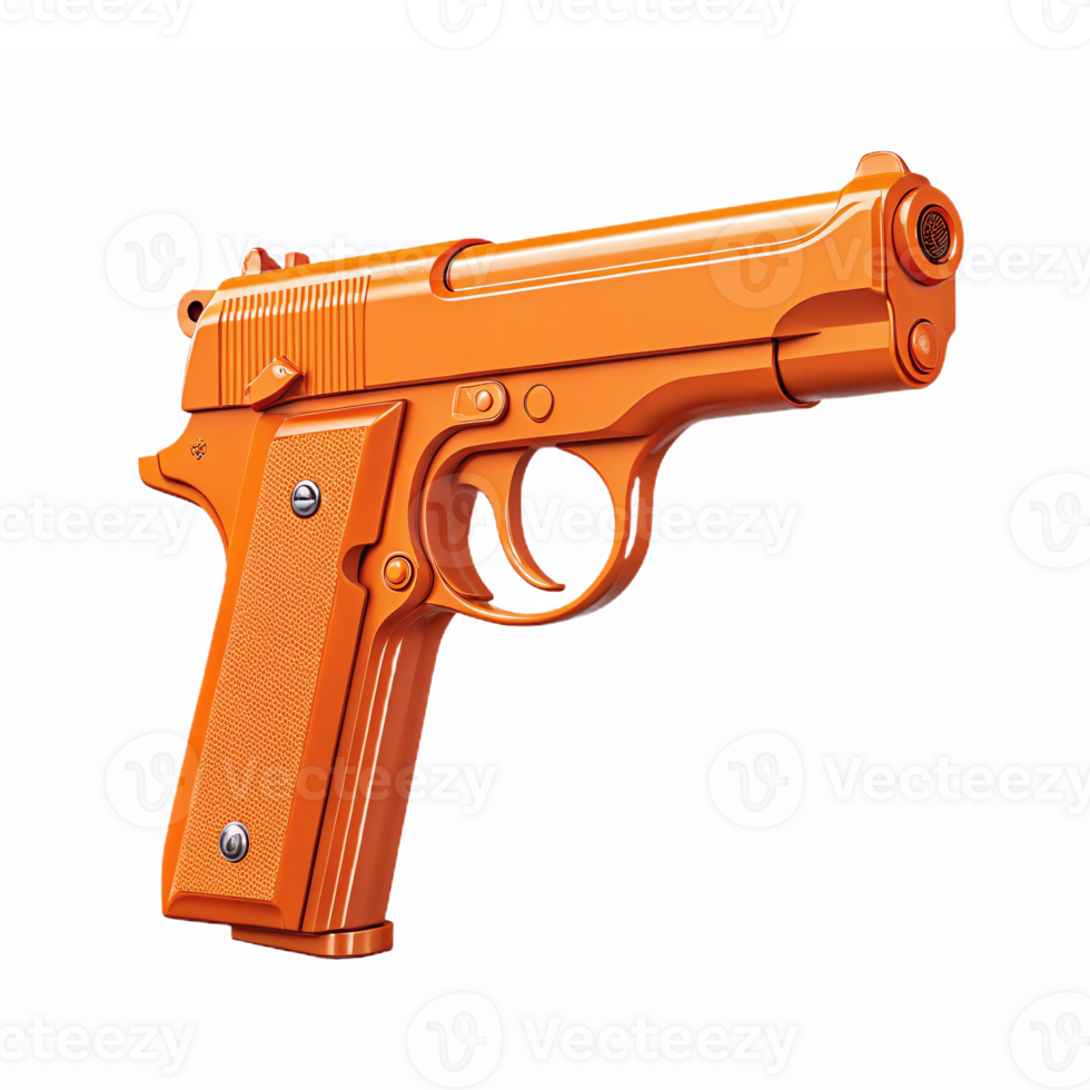 Glossy Orange Handgun in Transparent Background for Illustrative and Design Purposes png